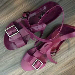 Burberry Magenta Sandals with Silver Buckles